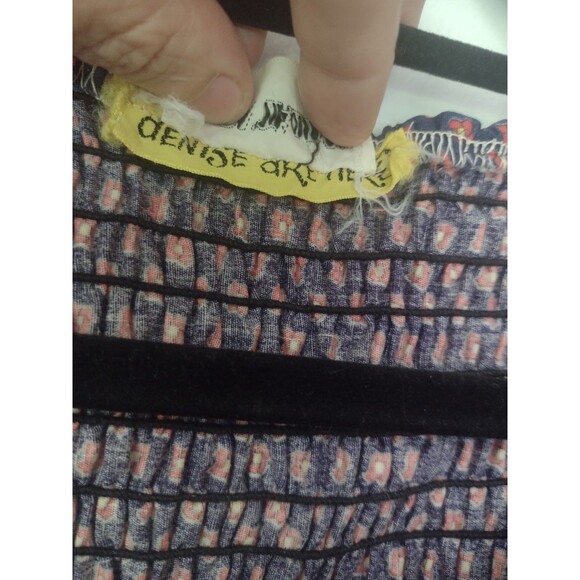 Vintage 70s Denise Are There Prairie Floral Maxi Dress Blue & Red Ruffled  M / L - Picture 11 of 16